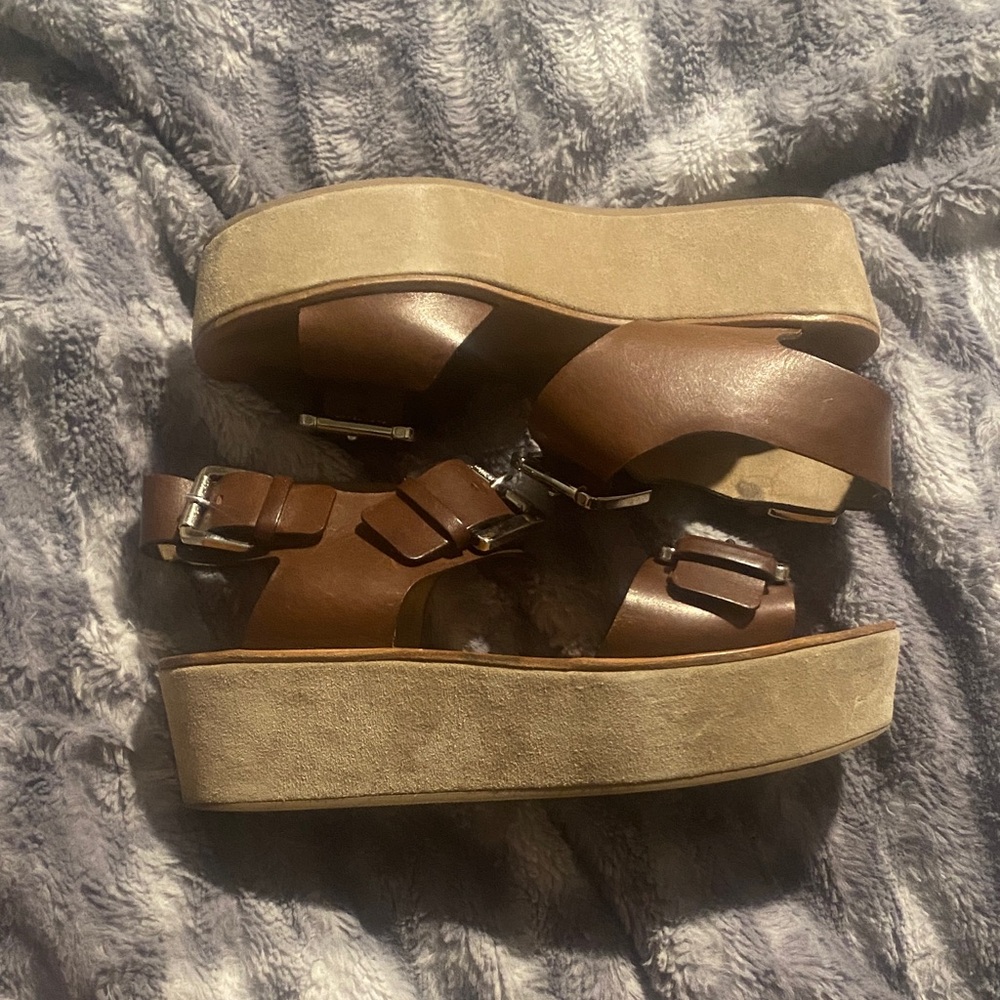 Michael Kors Collectiom Vaccheta Calf Platform Luggage Sandals